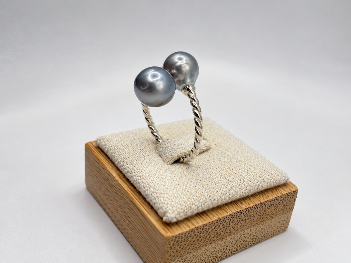 Bague Hina argent 925 et perles de Tahiti 7–8 mm, autre vue – Anaora Pearls