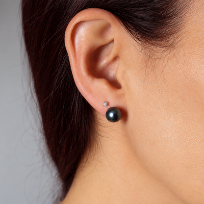 Puces d'oreilles Ora argent 925 et perles de Tahiti rondes – Anaora Pearls