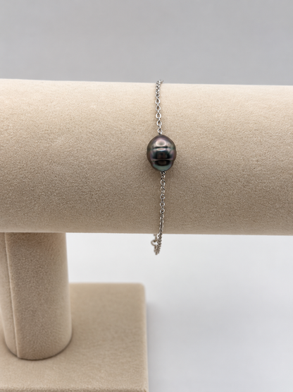Bracelet Moana argenté perle de Tahiti porté – Anaora Pearls