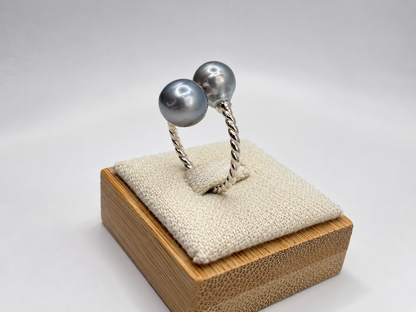 Bague Hina argent 925 et perles de Tahiti 7–8 mm, autre vue – Anaora Pearls