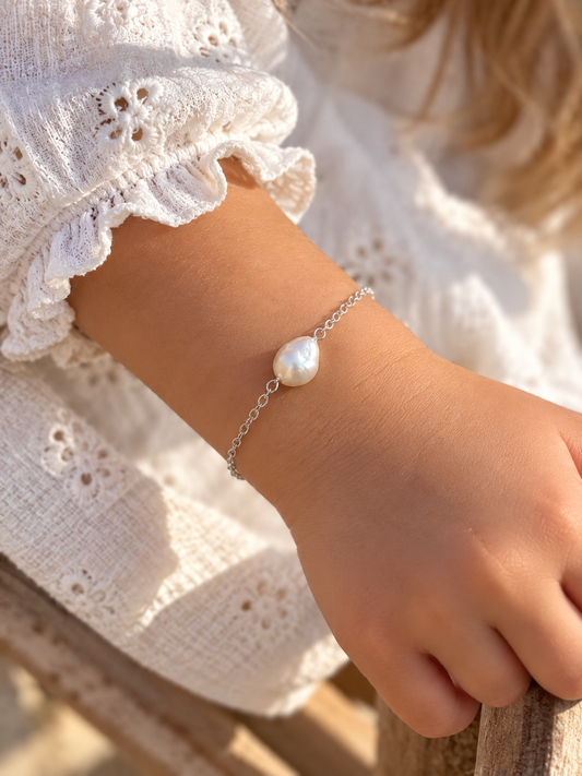 Bracelet enfant Tamarii argent 925 et perles keishi claires – Anaora Pearls
