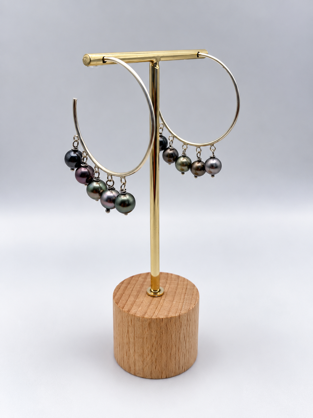 Créoles Heiva frange de perles de Tahiti, vue de détail – Anaora Pearls