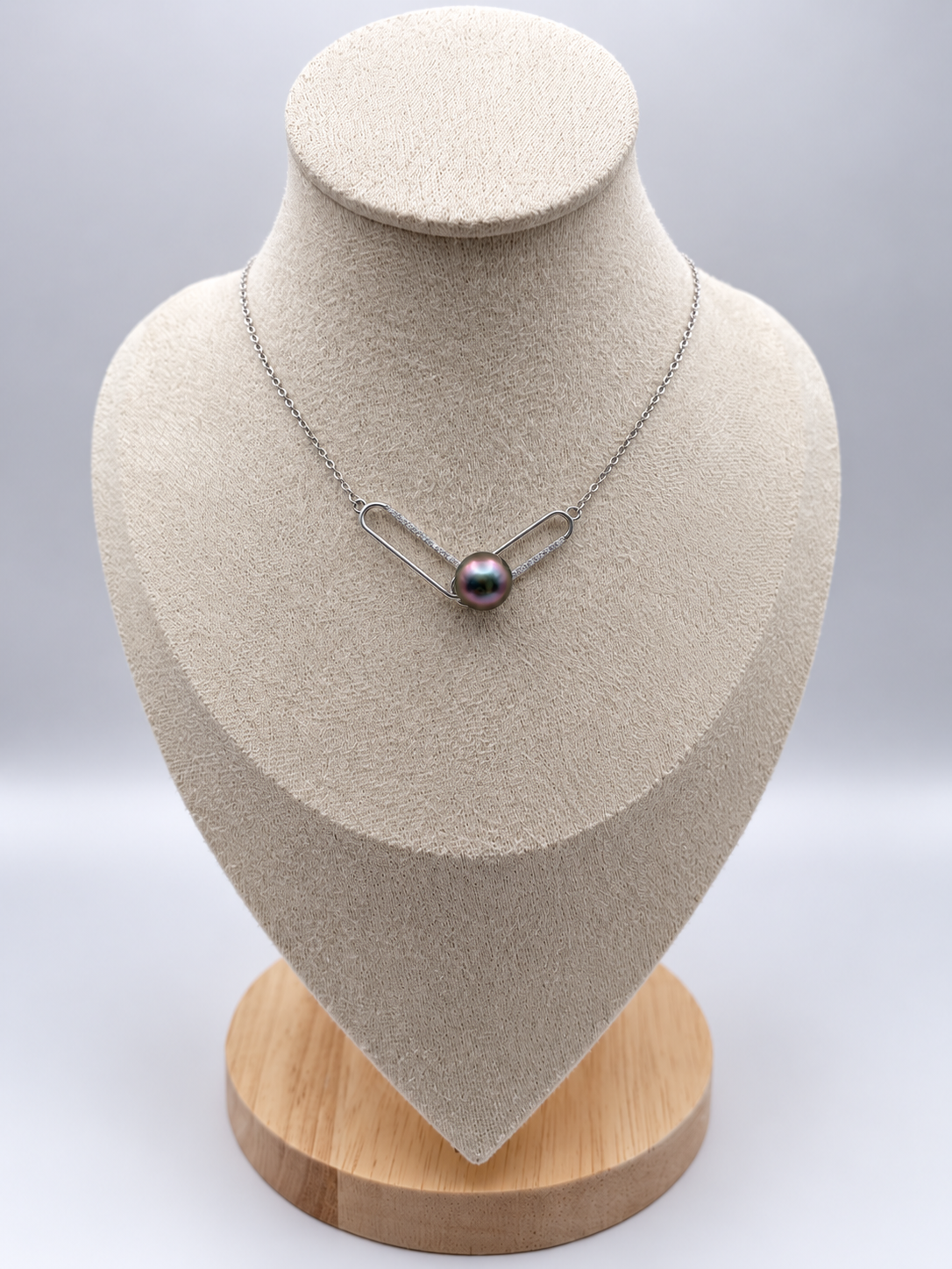 Collier Vahine argent 925 et perle de Tahiti 8–9 mm, autre vue – Anaora Pearls
