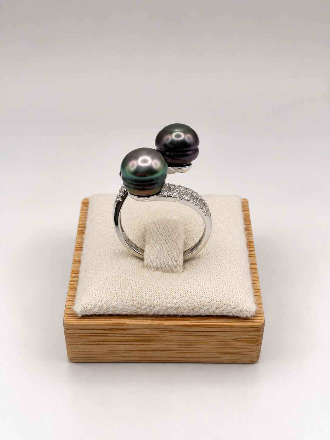 Bague Vaimiti perles de Tahiti cerclées 8–9 mm, argent 925 – Anaora Pearls
