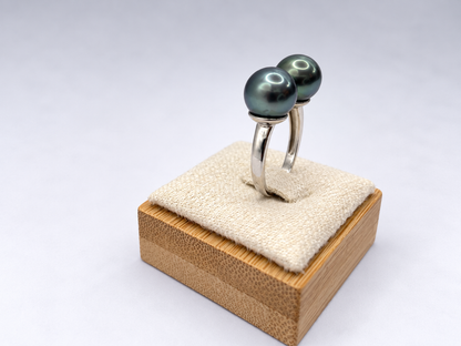 Bague Hoa argent 925 et perles de Tahiti 8–9 mm, autre vue – Anaora Pearls