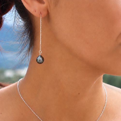 Boucles d'oreilles Poerava – Chaînettes traversantes