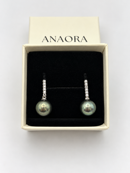 Boucles d'oreilles Matie perles de Tahiti vertes faites main – Anaora Pearls