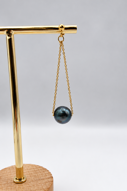 Boucles d'oreilles Matai dorées perles de Tahiti vertes faites main – Anaora Pearls